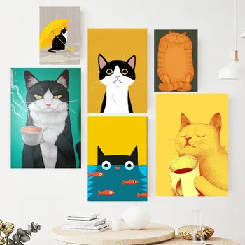 Забавные милые кошки Плакат Картины на стене Картина для интерьера гостиной Покраска комнаты Украшение комнаты