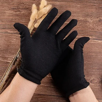 24 шт. Черные перчатки 12 пар мягких хлопковых перчаток Ювелирные изделия Оценка Серебряные антиквариат Инспекционные перчатки Эластичные подкладочные перчатки