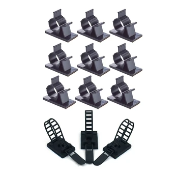 40 шт. Черные регулируемые пластиковые кабельные зажимы Самоклеящиеся автомобильные кабельные зажимы - 20 шт. 25,4X18x64 мм и 20 шт. 25,2X19,1X22,2 мм