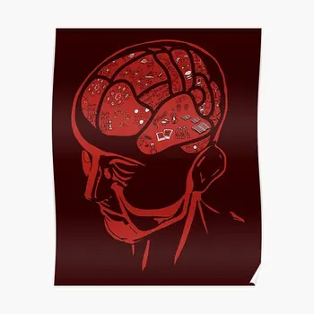 Функциональная анатомия человеческого мозга Плакат Украшение картины Забавный декор Комната Настенная живопись Винтаж Искусство Печать Дом Без рамки