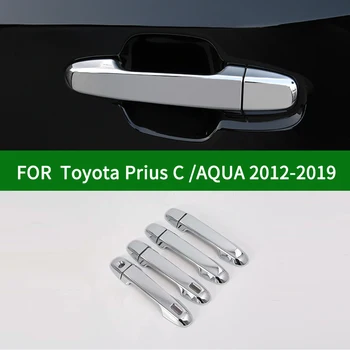 Для TOYOTA Prius C AQUA Hybrid 2012-2019 хром серебристый хром крышка дверной ручки отделка лицевой панели 2013 2014 2015 2016 2017 2018