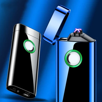 Новый импульс Dual Arc Plasma USB Зарядка Портативный Ветрозащитный Металлический Прикуриватель На открытом воздухе Кемпинг Персонализированный Индивидуальный Мужской Подарок
