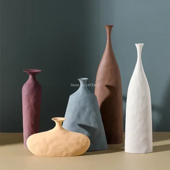 Примитивная керамическая ваза в скандинавском стиле, креативное украшение интерьера, винный шкаф Моранди, украшение гостиной