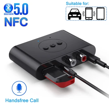 Bluetooth Аудио Ресивер Беспроводной Аудио Адаптер NFC U Диск RCA 3,5 мм AUX Jack Стерео Музыкальный Ресивер Автомобильный Динамик Усилитель