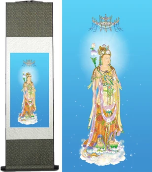 Западные три святых импульса к бодхисаттве Шелк висит картина/декоративная живопись свиток картина оптом AT018