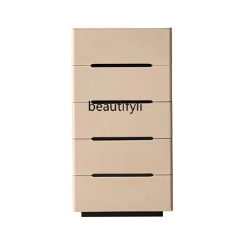  Светлый роскошный простой шкафчик для гостиной Каменная плита Многофункциональный комод из массива дерева Седло Кожаный шкаф для хранения