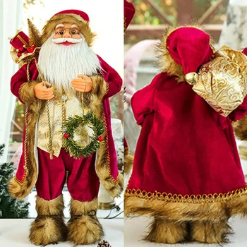 Новогодние рождественские украшения 2023 для дома Высота 30 см 45 см Кукла Санта-Клауса Детские подарки Украшения для окон Navidad