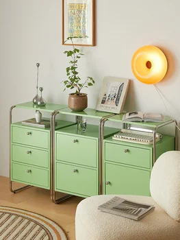 Зеленый передвижной боковой шкаф в скандинавском стиле, стеллаж для хранения дивана в гостиной, прикроватная тумбочка в спальне