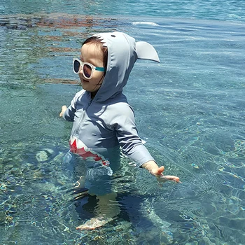 Детский цельный купальник Милая акула для младенцев / детей Мальчики и девочки Солнцезащитный быстросохнущий купальный костюм Купальный костюм