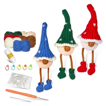 Набор для вязания крючком для начинающих 3-в-1 Набор для вязания крючком с длинными ногами Gnome для начинающих взрослых,Набор для вязания крючком
