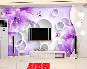 beibehang обои для стен 3d мечта мода личность декоративная живопись обои фиолетовая лилия 3D телевизор спальня n фон