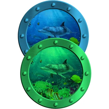 Ocean Animal Наклейки Детский сад Комната Декор Фальшивое Окно Море ПВХ Существа Стена