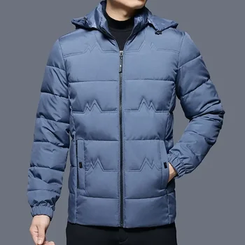 Пуховики для мужчин Мужское мягкое пальто с капюшоном Зимняя одежда Парки Корейские отзывы Много набивки в продвижении Теплая роскошная одежда