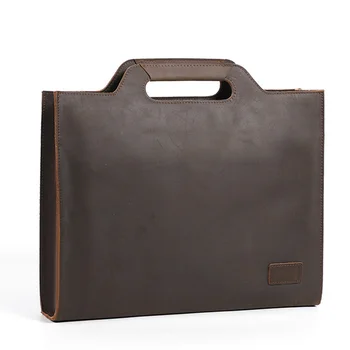 Newsbirds Толстый кожаный черный портфель для мужчин Мужская бизнес-сумка для документов Сумка размера A4 Тонкая мужская сумка-мессенджер