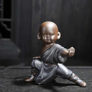 Керамическая статуя маленького монаха кунг-фу Симпатичная фигура скульптура Главная гостиная Спальня Офис Украшение Статуя Качественный подарок