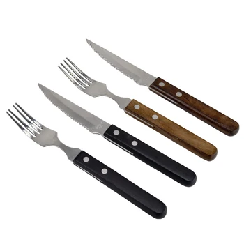 Высококачественный бакелитовый нож для стейка с деревянной ручкой из нержавеющей стали, вилки для фруктового салата, обеденная вилка, 4 шт./лот