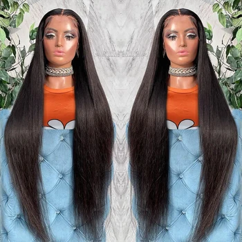 13x4 Прямые кружевные передние парики Человеческие волосы 30 дюймов Hd Прозрачные кружевные фронтальные парики для черных женщин Бразильские парики в продаже