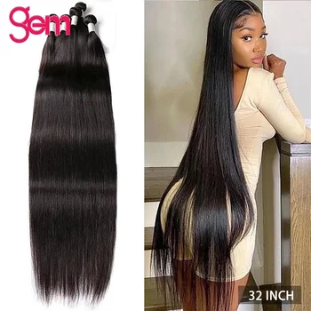 Перуанские 100% человеческие волосы прямые пучки плетения для черных женщин 3 4 пучка Сделка Натуральный 30-дюймовый пучок для наращивания волос