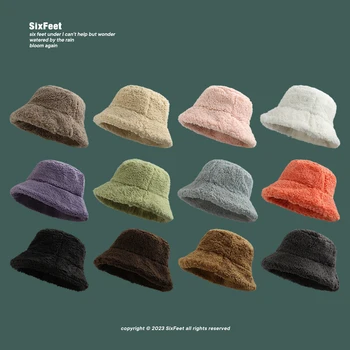 Японская высококачественная теплая шапка-ведро конфетного цвета для мужчин и женщин зимняя утолщенная теплая однотонная универсальная плюшевая шапка для раковины
