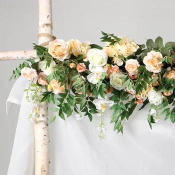 Искусственное шелково-зеленое растение для свадебного плана, искусственный цветочный ряд, поддержка арочной стены, индивидуальный