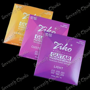 2 комплекта ZIKO Набор струн для акустической гитары из фосфористой бронзы (010 & 011 и 012 на выбор) Акустическая гитара Стальная струна