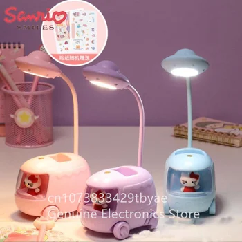 Sanrio Hello Kitty Настольная лампа Cinnamoroll Мультфильм Ночник Симпатичный держатель для ручки Аниме Спальня Кабинет Лампа USB Перезаряжаемый подарок для девочки