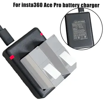 1 шт. Для Insta360 Ace / Ace Pro Двойное зарядное устройство для аккумулятора камеры Аккумулятор Двухпортовый слот USB 5V12A Черный Аксессуары для экшн-камеры