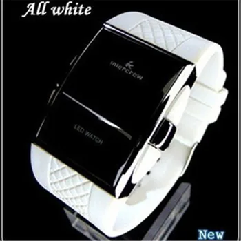  Спортивные цифровые мужские часы 2023 Новый стильный черный циферблат Rentangle Светодиодные электронные часы Силиконовый ремешок для часов Hot erkek kol saati