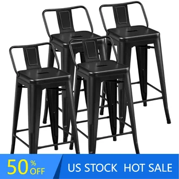 26 дюймовые металлические барные стулья со спинками, черные стулья барные стулья для кухни
