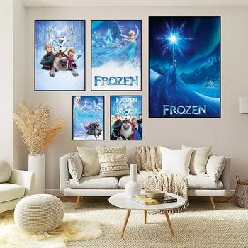 Замороженный мультяшный плакат Декор домашней комнаты Эстетическое искусство Наклейки на стену