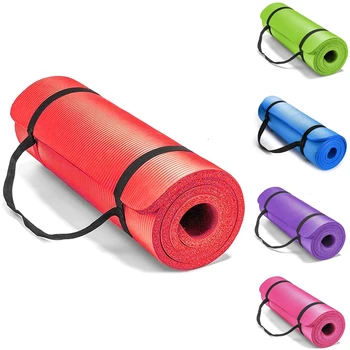 Коврик для йоги для женщин и мужчин Нескользящий коврик для упражнений Домашний тренажерный зал Оборудование для фитнеса, гимнастики и пилатеса (10 мм)