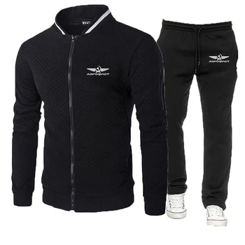 2023 Aeroflot Aviation Russe Pilote Aerospace Весна Осень CCCP Кардиган Хлопковые куртки на молнии + спортивные штаны Однотонный комплект