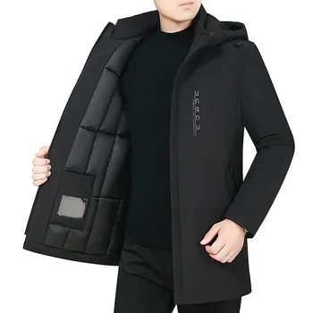 Мужчины Зимняя парка Теплая утолщенная хлопковая куртка с капюшоном Пальто больших размеров Твердый водонепроницаемый бомбер Молния s