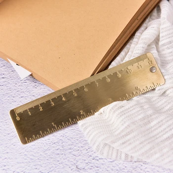  1 шт. 12 см Прочная металлическая латунь, винтажная удобная сантиметровая линейка с двойной шкалой
