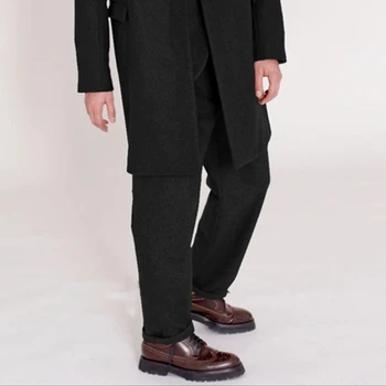  Мужские повседневные брюки Шерстяные прямые трубки Свободные Новый Зимний Показ Мод Молодежный Бизнес Большие брюки