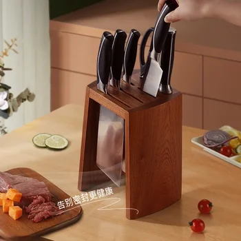 2023 Новый держатель из черного дерева Инструмент для хранения Кухонный держатель Кухонный держатель для ножей Стойка для кухонных ножей Прозрачный держатель для ножей