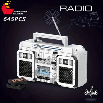 645PCS Белый Радио Строительный Блок Набор Ретро Магнитофон Walkman Модель Кирпичи Игрушки Идея Украшение Детские Рождественские Подарки