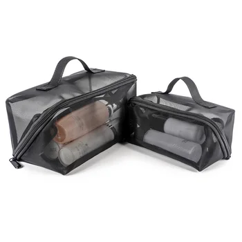Портативная женская косметичка для деловых поездок с большой емкостью, простая и прозрачная сумка для хранения/сумка для стирки/сетчатая сумка, черная