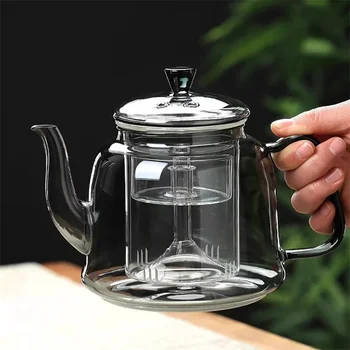  Приготовление чая из цветка пуэра Чайник из боросиликатного стекла с ситечком для заварки чая Фильтр Приготовление на пару и кипячение Чайник кунг-фу