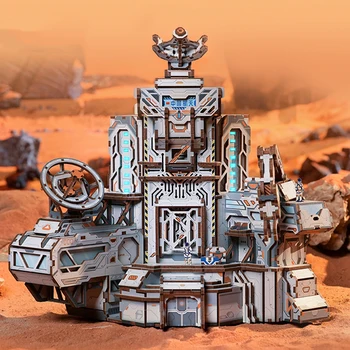 NEW Aerospace Chi Di Fortress Mars Base 3D Деревянная головоломка Модель Строительные наборы Сборка Аудио Игрушки Ручная работа Ремесла Взрослые Подарки
