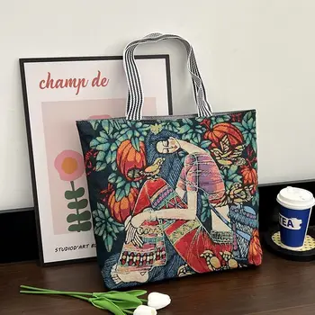  Складная дорожная сумка для хранения цветов в стиле ретро Женская художественная сумка из холста