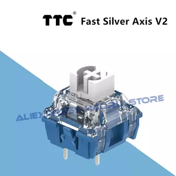 TTC Fast Silver Axis V2 Механический переключатель клавиатуры Линейный 45gf 3-контактный RGB SMD Горячая замена DIY Пользовательские переключатели Скорость Ось Оптом