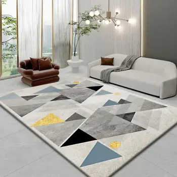 скандинавские геометрические линии гостиная ковер диван журнальный столик нескользящий коврик простая спальня кровать одеяло дверной проем дверной коврик