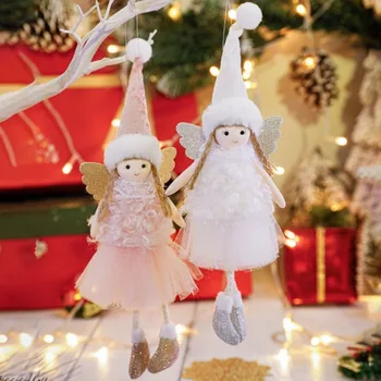 Рождественская плюшевая кукла ангела,Подвеска для рождественской елки,Новогодние украшения для дома,Рождественские подарки для детей