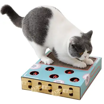 Игрушка для кошек Whack-a-Mole Игрушка для кошек с когтеточкой Когтеточка Тизер для котенка Охотничья игрушка Утолщенная прочная картонная когтеточка для кошек Для домашних животных