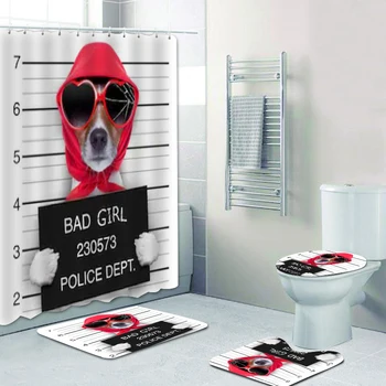 Смешная плохая девочка собака ванная комната занавески для душа для ванны джек рассел терьер собака аксессуары для ванны туалетные коврики щенок домашний декор