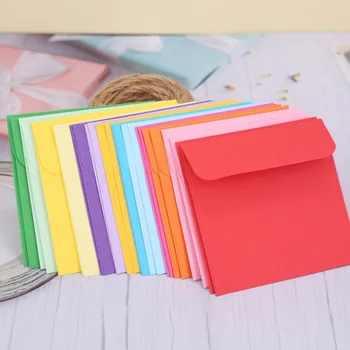 10x10 см квадратные мини маленькие красочные бумажные конверты для подарка винтажное свадебное приглашение скрапбукинг конфеты сумка красный цвет