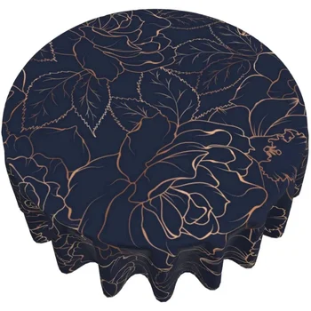  золотая роза в темно-синем цвете с рисунком круглая скатерть 60 дюймов моющаяся скатерть из полиэстера водостойкая крышка стола с защитой от разлива
