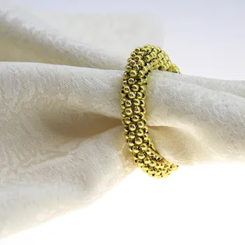 бесплатная доставка золото бисер обручальное кольцо для салфеток 24 шт. qn18082701