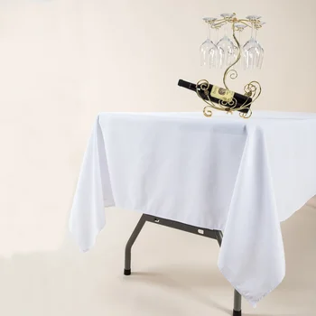 полиэфирная ткань белая прямоугольная темно-синяя скатерть обычный стол для свадеб Event отель банкетная скатерть